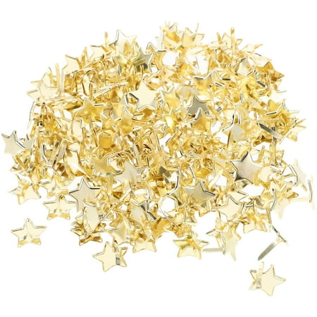 

200pcs 14mm Star Brads Scrapbooking Embellishment Fastener Brads Metal Crafts (Golden)