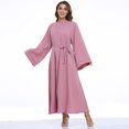 thumbnail image 2 of Women's Elegant Dress Long Sleeve Abaya Kaftan Flare Sleeve Casual Solid Dress Arab Style Fashion, 2 of 2