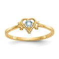 thumbnail image 1 of 14K Yellow Gold Aquamarine Birthstone Heart Ring, 1 of 2