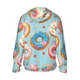 thumbnail image 3 of Uemuo Colorful Donut Pattern Women's Full Zip UPF 50+ Sun Protection Hoodie Jacket Long Sleeve Sun Shirt Hiking Outdoor Performance with Pockets-3X-Large, 3 of 8