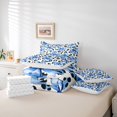 thumbnail image 6 of Feelyou Blue Fashion Ribbon Comforter Set 7pcs, Polkadot Cheetah Print Queen Bedding Sets, 6 of 8