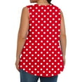 thumbnail image 6 of Tank Tops for Women under $5 Sleeveless Round-Neck Pleats Round Dot Printed T-shirt Red L, 6 of 6