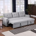 thumbnail image 2 of Aukfa 83" Sofa Bed, Sleeper Sofa, Pull Out Bed w/ Storage Chaise for Living Room, Linen, Light Gray, 2 of 10