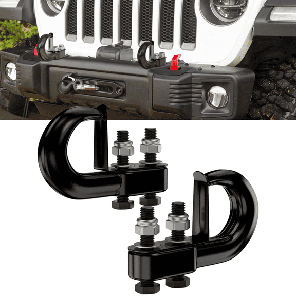 Nilight 2Pcs Bolt-On Recovery Tow Hooks with Spring Clip 10,000LBS Heavy Duty Forged Steel for Jeep Ford Dodge Chevy GMC Toyota Pickup Truck