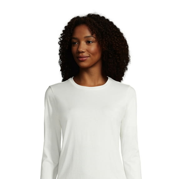 Lands' End Women's Petite Relaxed Supima Cotton Long Sleeve Crewneck T-Shirt