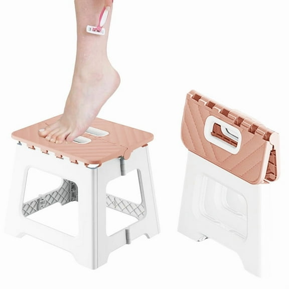 Shower Stool for Shaving Legs, 1 Pack Foot Rest Folding Step Stool to Shave Legs Shaving for Inside Shower Foldable Small Waterproof Plastic Corner, Pink White