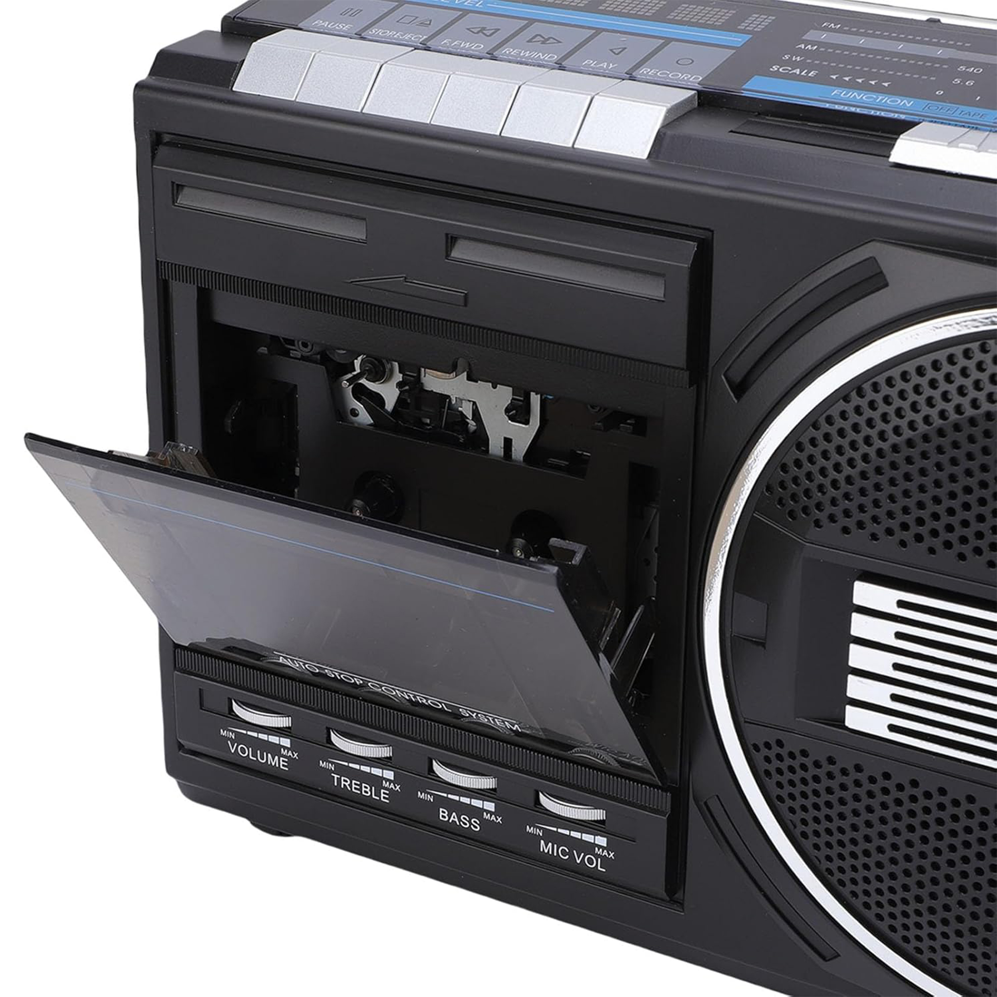 Portable Boombox Cassette Player Combo with Bluetooth,Retro Radio FM/AM/SW,Tape/USB Converter,Earphone Jack,Sound Amplifier,DC/AC Powered,Built-in MIC for Voice Recording,Great Gift for Seniors Kids