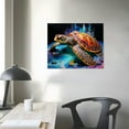 thumbnail image 3 of COMIO Sea Turtle Bathroom Decor Beach Themed Wall Art Ocean Coastal Pictures, Teal Blue Canvas Paintings Turquoise Prints for Living Room Bedroom Nursery, 3 of 4