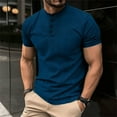 thumbnail image 2 of Betivan Men's Solid Color Round-Neck Button Short Sleeved Shirt Casual Sportswear Blouse Shirt, 2 of 6