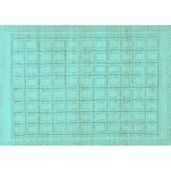 Ahgly Company Indoor Rectangle Solid Light Blue Modern Area Rugs, 7' x 10'