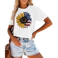 thumbnail image 3 of LAZYCHILD American Flag Shirt Womens 4th of July Shirts Sunflower Patriotic Tee Tops, 3 of 6