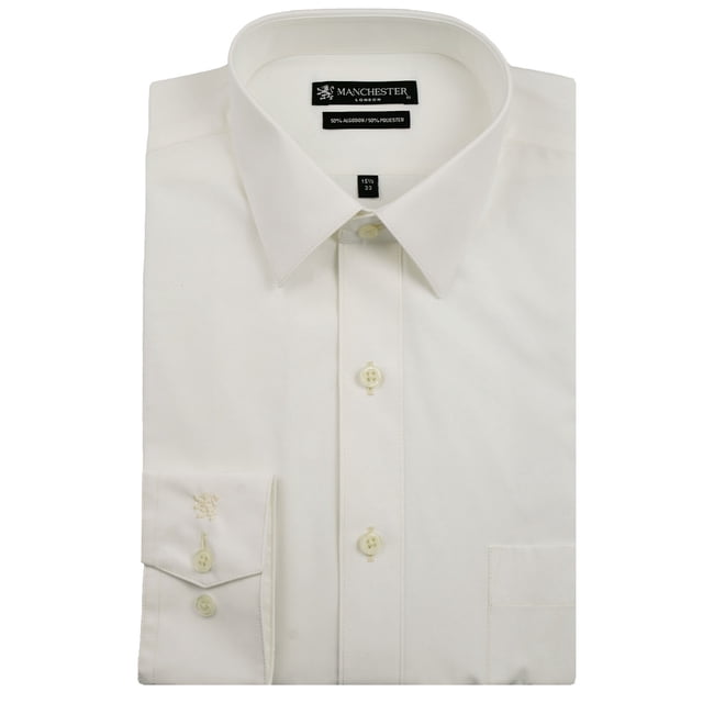 Manchester Camisa de Vestir Regular Fit Hueso, 15" Cuello 33" Manga Manchester 5014A