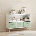thumbnail image 2 of Leumius 4 Cube Kids Bookcase & Toy Storage Organizer with 3 Fabric Drawers for Playroom Storage,Green, 2 of 8