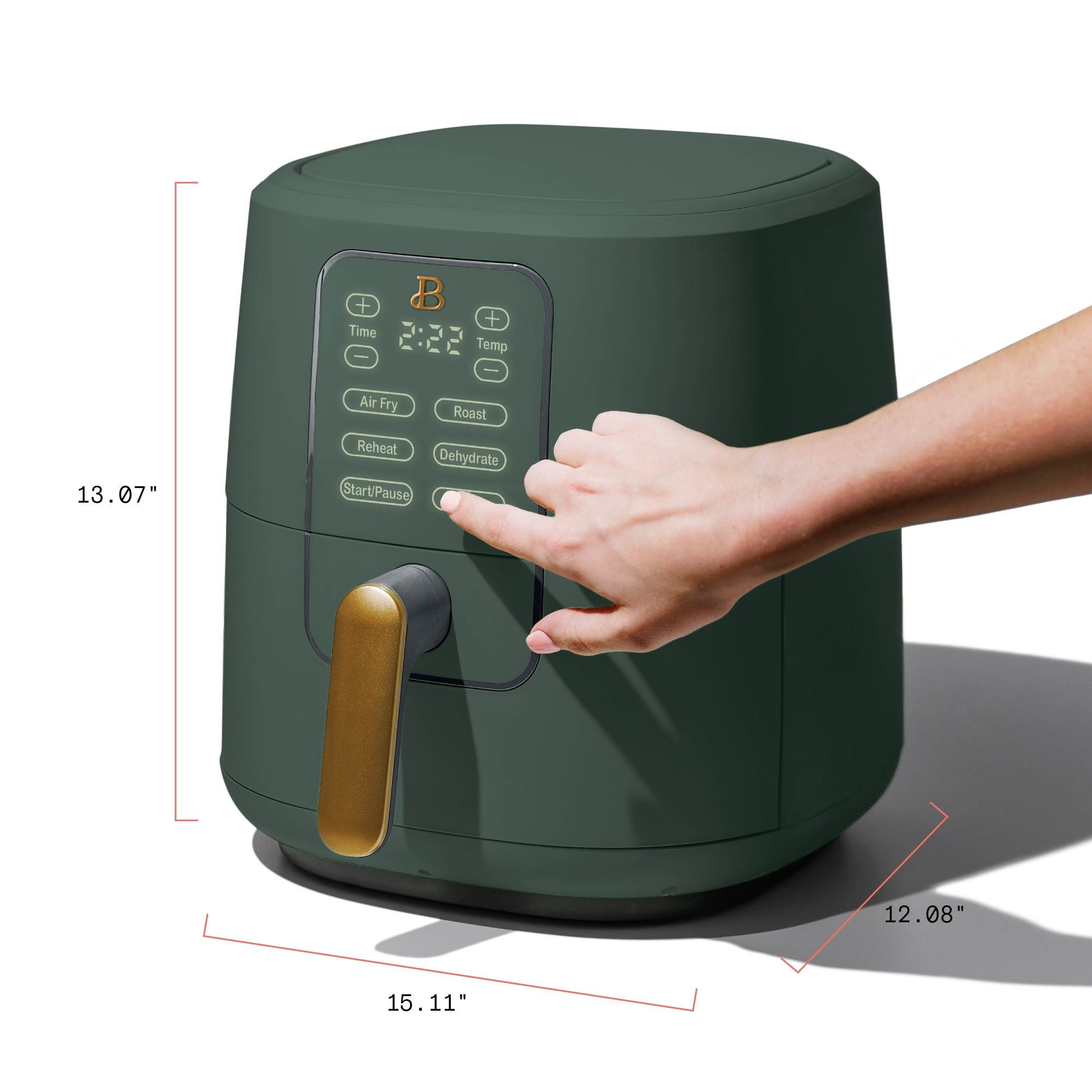 Beautiful 6 Qt Air Fryer with TurboCrisp Technology and Touch-Activated Display, Limited Edition Thyme Green by Drew Barrymore