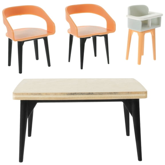 Zehuanyu 1 Set of Miniature Dining Chair Table Set Model Doll House Furniture Decor Dollhouse Furniture