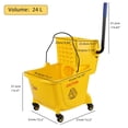 thumbnail image 6 of Minekkyes 24 L Plastic Side Press Mop Bucket Wringer Combo, Commercial Mop Bucket on Wheels, Yellow, 16.14" X 13.7" X 12.4", 6 of 7