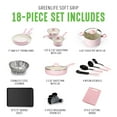 thumbnail image 4 of GreenLife 18-Piece Soft Grip Toxin-Free Healthy Ceramic Non-Stick Cookware Set, Pink, Dishwasher Safe, 4 of 9