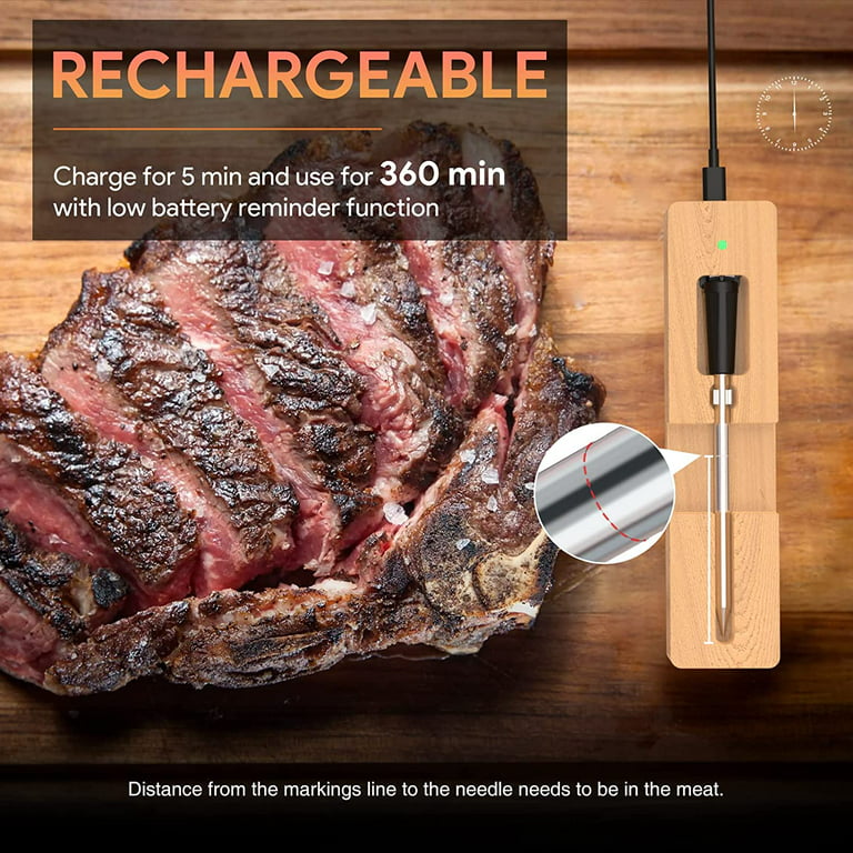 Guilermina Wireless Meat Thermometer, 165ft Smart Bluetooth Meat