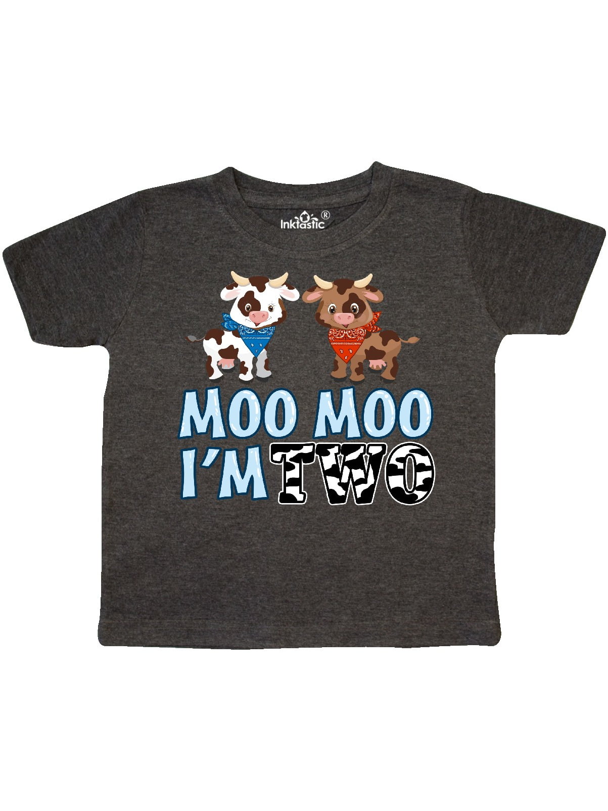 INKtastic - Moo Moo I'm 2 with Cute Holstein Cows Toddler T-Shirt ...
