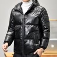 thumbnail image 3 of BVnarty Men's Shiny Puffer Jacket Winter Warm Thick Padded Down Coat Outwear Large Size Zipper Stand Collar (Black,XXXL), 3 of 6