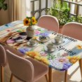 thumbnail image 3 of Spring Dog Table Cloths for 4 Foot Rectangle Tables, Retro Watercolor Botanical Floral Sunflower Patio Waterproof Elastic Fitted Tablecloths, Washable Rectangular Table Cover for Camping, 3 of 8