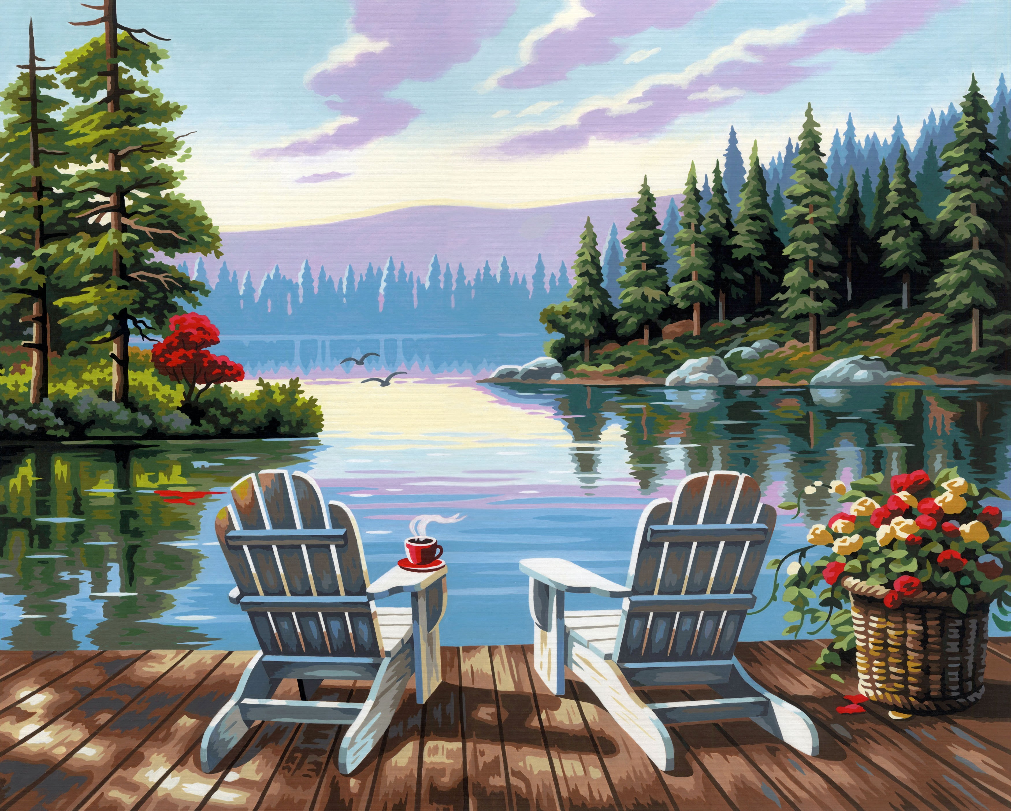 Relaxing Lakeside View: Large Paint by Number for Adults