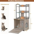 thumbnail image 7 of LINJH 50 Inch Cat Litter Box Enclosure with 2 Storage Shelves 2-in-1 Litter Box Furniture Hidden with Barn Door, Indoor Wooden Cat House, Greige, 7 of 7