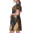 thumbnail image 2 of Fotbe desert Man Shepherd Dog Vestido Largo de Moda para Mujer, Vestido Tipo Camiseta con Manga Corta y Estilo Casual a Rayas y Bloques de Color, 2 of 6