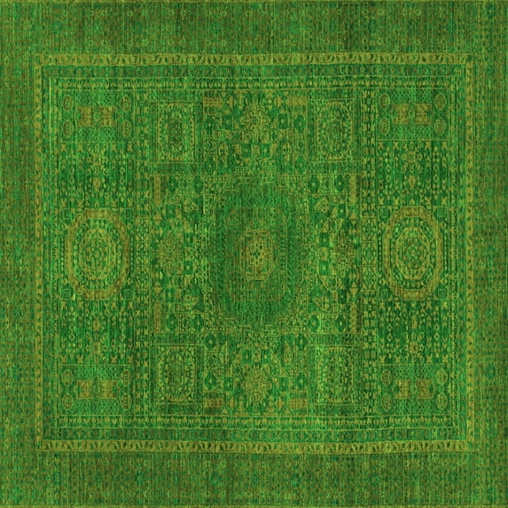 Ahgly Company Indoor Square Abstract Green Modern Area Rugs, 6' Square