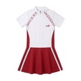 thumbnail image 3 of SGMVNU Girls 1 Piece Swimdress with Shorts Zip up Swimsuits Summer Short Sleeve Bathing Suit Beach Pool Swimwear (Size 8-10 Years, ww1-Red), 3 of 3