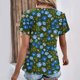 thumbnail image 4 of Tops de Algodón para Mujeres Cuello en V Moda Casual Manga Corta Primavera Verano Top para el Hogar Y Diario, 4 of 6