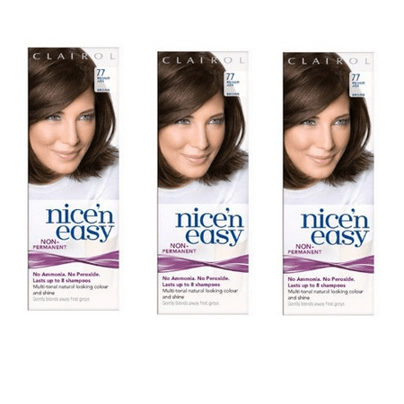 Clairol Nice n Easy Hair Color #77 Medium Ash Brown, UK Loving Care (Pack of 3) + Facial Hair Remover (Best Hair Colour Remover Uk)