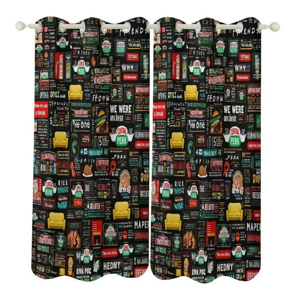 FRIENDS TV Show Quotes 2pcs Blackout Curtains For Living Room Bedroom Grommet Top Window Set for Left And Right Biparting Open