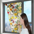 thumbnail image 4 of Wall Stickers Rainbow Floral Static Cling Window Film Removable Decal for Glass Doors Botanical Designs Privacy Enhancement Home, 4 of 4