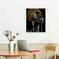 thumbnail image 2 of COMIO Black and Golden Black Woman Portrait Artwork Home Decor Meditation African Girl Room Wall Art Canvas Painting for Living Room Wall Decor Frame 16x20inch, 2 of 3