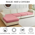 thumbnail image 3 of Magic Sofa Covers Couch Covers 2024 New Couch Cushion Covers Universal Sofa Covers Washable Stretch Slipcovers for Sectional Sofa (Texture Pink, 3 Seats + Chaise Cover), 3 of 9