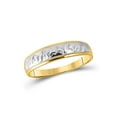 thumbnail image 3 of 10kt Yellow Gold His Hers Round Diamond Solitaire Matching Wedding Set 1/20 Cttw, 3 of 5