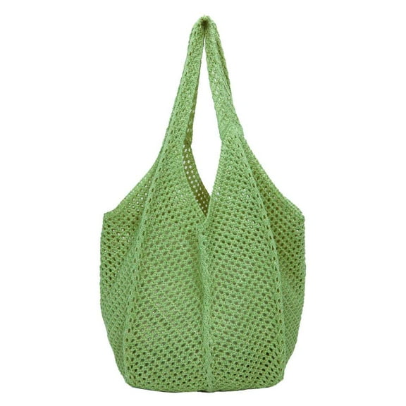 Women Crochet Tote Bag Fashion Knitted Bag Summer Mesh Beach Bag (Green)