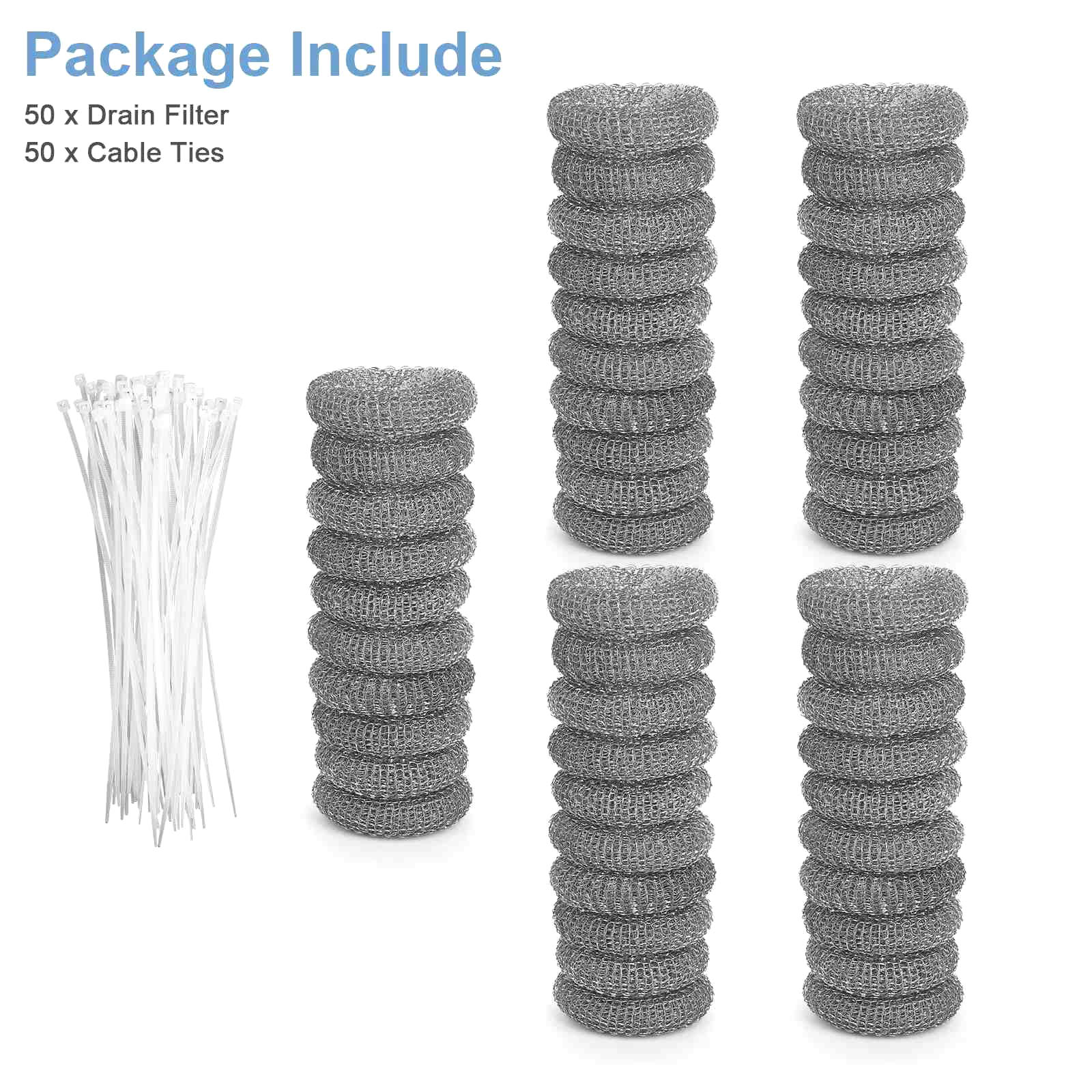 APPLAYERR Washing Machine Drain Filter Mesh 50 Pack Catches Lint Hair Durable Stainless Steel for Washing Machine Protection