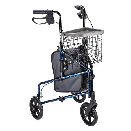 Yescom Folding 3 Wheel Rollator Tri Walker Walking Frame Mobility Aid Aluminium Lightweight with