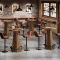 thumbnail image 5 of Tribesigns Bar Table with Metal Footrest, 37.4" High Round Pub Table for Small Bars, Small Home Bar Unit for Dining Room, Rustic Brown (2Packs), 5 of 7