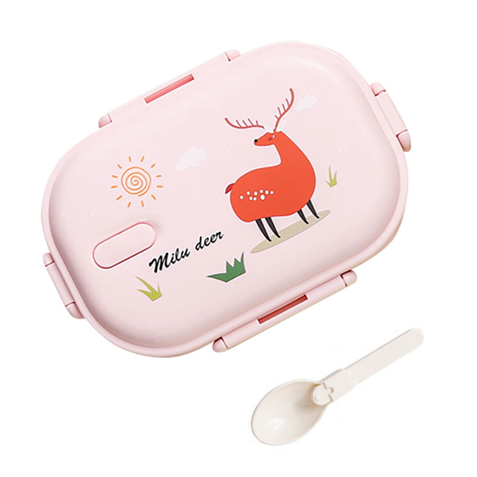 Ylebs Bento Box Lunch Containers for Adults 5 Cup,Bento Boxes with 4  Compartments &Fork,Leak-proof,Microwave/Dishwasher/Freezer Safe,Pink
