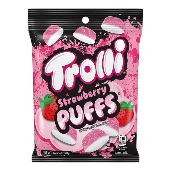 Trolli Strawberry Puffs Gummy Candy, 4.25 Ounce Peg Bag (Pack of 12)