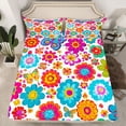 thumbnail image 2 of Feelyou Hippie Blossoms Flower Full Size Sheets, Rustic Groovy Bed Sheets, 4-Piece, 2 of 7