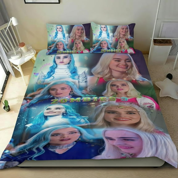 zombies Themed Bed Sheet Set Three Piece Set 53x79 In ches Comfortable And Skin Friendly Unique Design Creating A Star Studded Night Home Decor Gifts For Family Friends fans