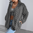thumbnail image 5 of SOMER Fleece Jacket Women Fall Coats Sherpa Jacket Women Long Sleeve with Pockets Dark Gray Zip up Soft Warm, 2025 Winter, 5 of 7