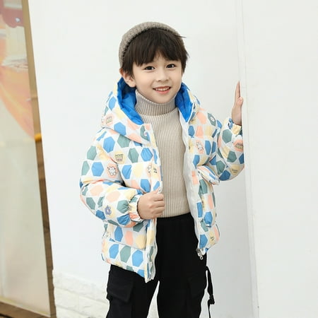 

ZMHEGW Toddler Jackets Children Baby Boys Girls Long Sleeve Cute Cartoon Geometric Winter S Hooded Outer Outwear Outfits Clothes Kids Coats
