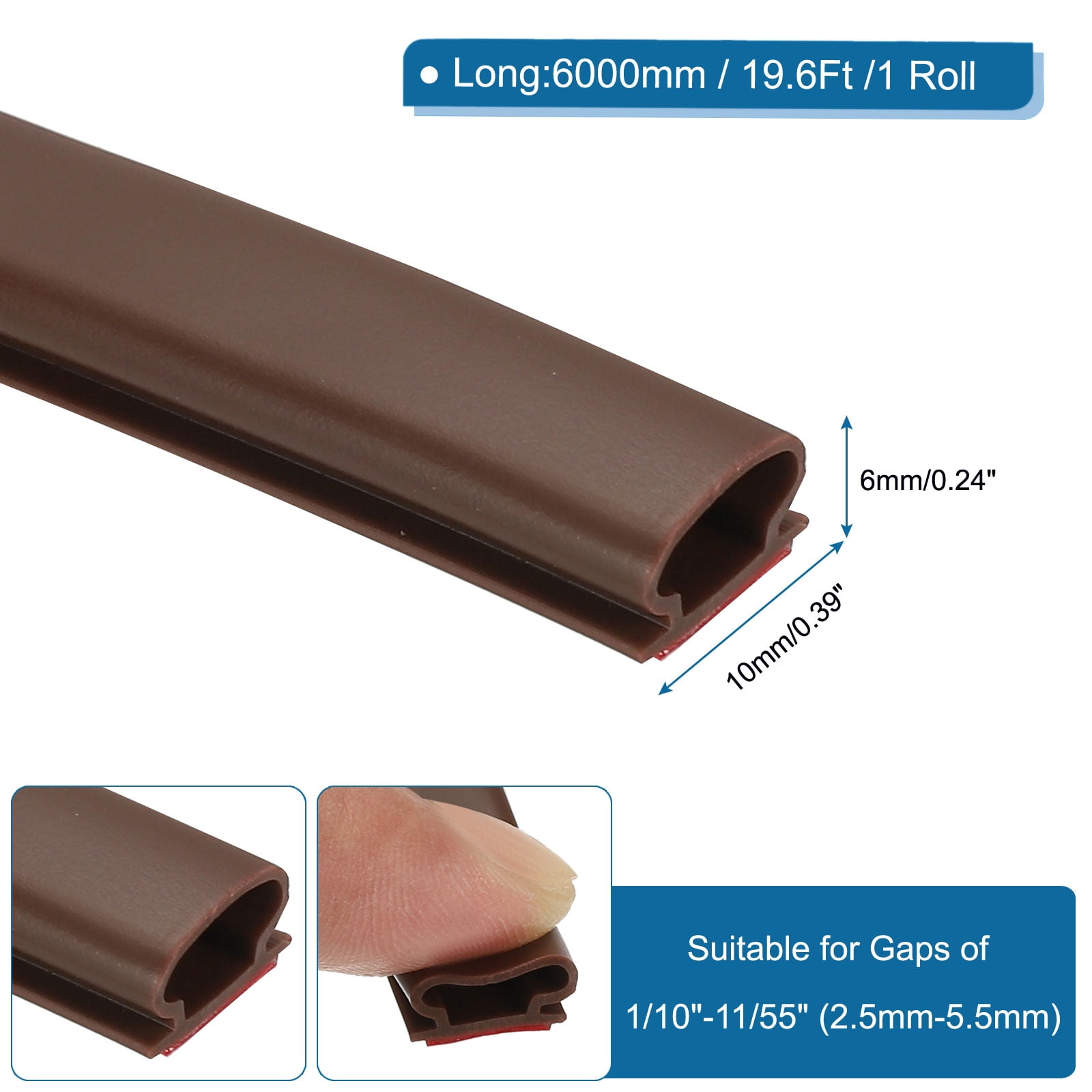 Uxcell 19.6 Ft D Shape Rubber Weather Stripping Door Seal Strip,  Brown/Red
