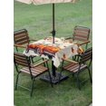 thumbnail image 3 of Outdoor Tablecloth with Umbrella Hole and Zipper, Thanksgiving Truck Square Table Cloth 54x54 Inch Waterproof Tablecloth, Orange Blue White Pumpkin Maple Leaf Picnic Table Cover for Patio Camping, 3 of 7