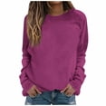 thumbnail image 2 of Crewneck Sweatshirts for Women Solid Color Long Sleeve Shirts O-Neck Pullover Tops, 2 of 5